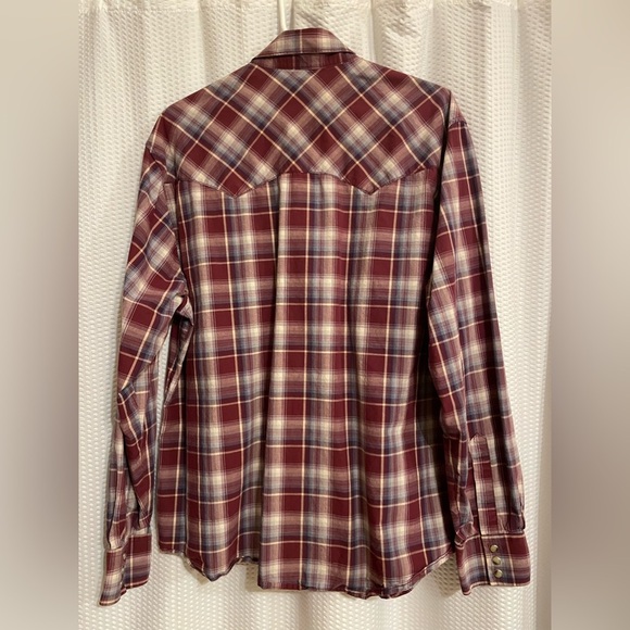 Wrangler Retro Red Plaid Long Sleeve Western Shirt Snap Closure Size XL - Picture 3 of 4